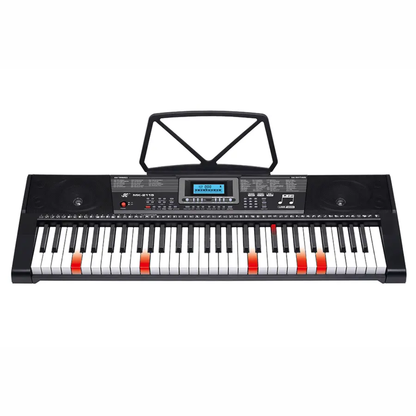 piano organeta Teclado Musical 61 Teclas Mk-2115 Iluminadas Con Atril Pedal