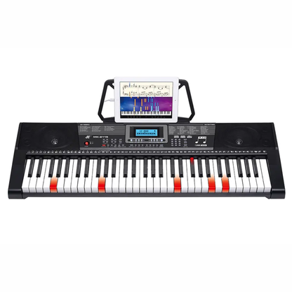 piano organeta Teclado Musical 61 Teclas Mk-2115 Iluminadas Con Atril Pedal