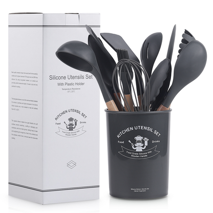Set 12 Utensilios De Cocina Silicona Resistente Calor Juego