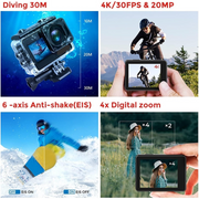 Camara Deportiva 4k Táctil Doble Pantalla Wifi Sumergible