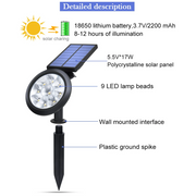 Lampara Reflector Solar De Incrustar Multicolor Led Jardin