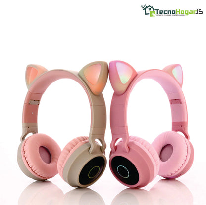 Audífonos Bluetooth Orejas De Gato Para Niños