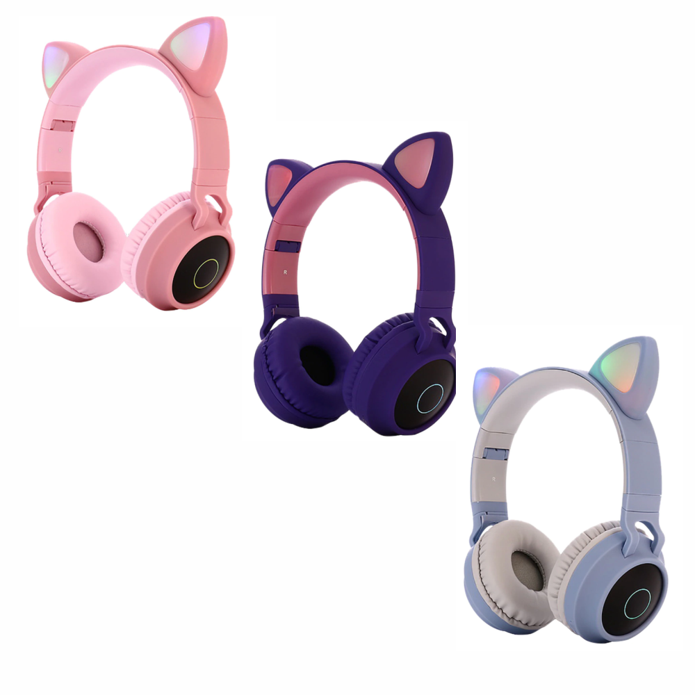 Audífonos Bluetooth Orejas De Gato Para Niños