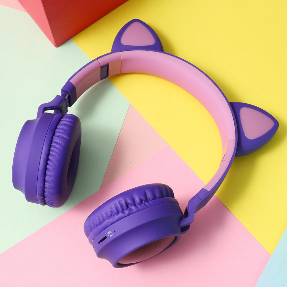 Audífonos Bluetooth Orejas De Gato Para Niños