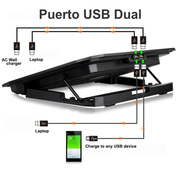 Base Refrigerante Para Portátil Con Luz Led Doble Ventilador