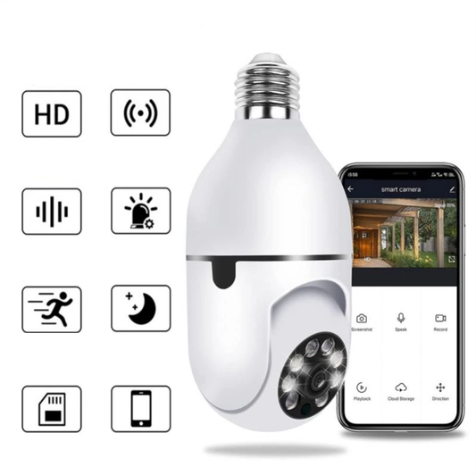 Camara Ip Tipo Bombillo 360º Robotica Wifi Vision Nocturna
