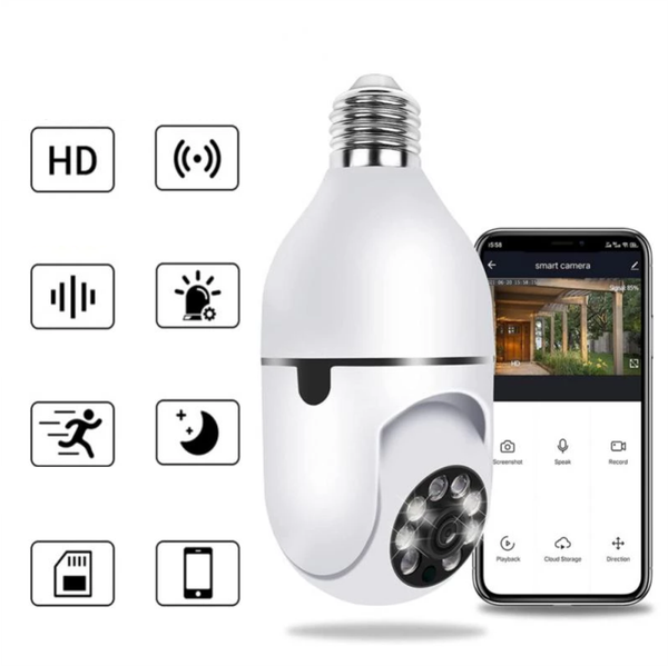 Mini camara WiFi con movimiento 360 grados y alimentacion E27 / 1080p