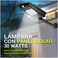 Lampara Con Panel Solar De 30w Sensor De Movimiento