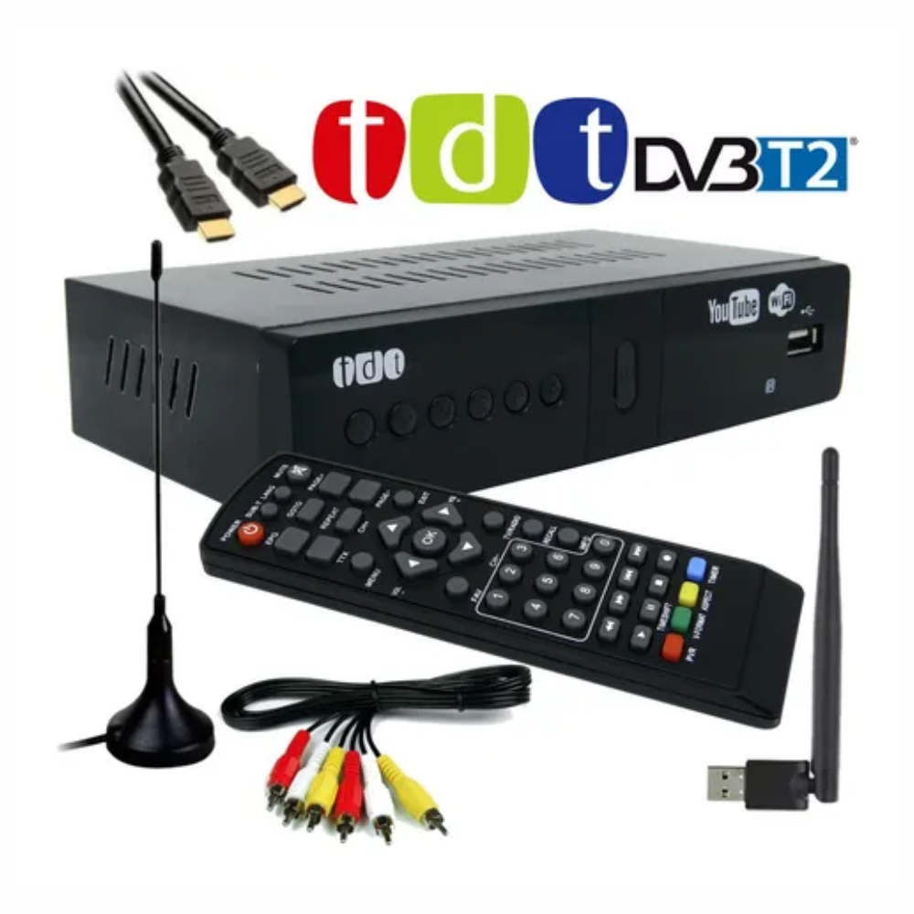 Decodificador Tdt 2 + Antena + Cable Hdmi + Cable Rca Dvb-t2