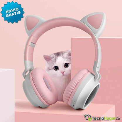 Audífonos Bluetooth Orejas De Gato Para Niños